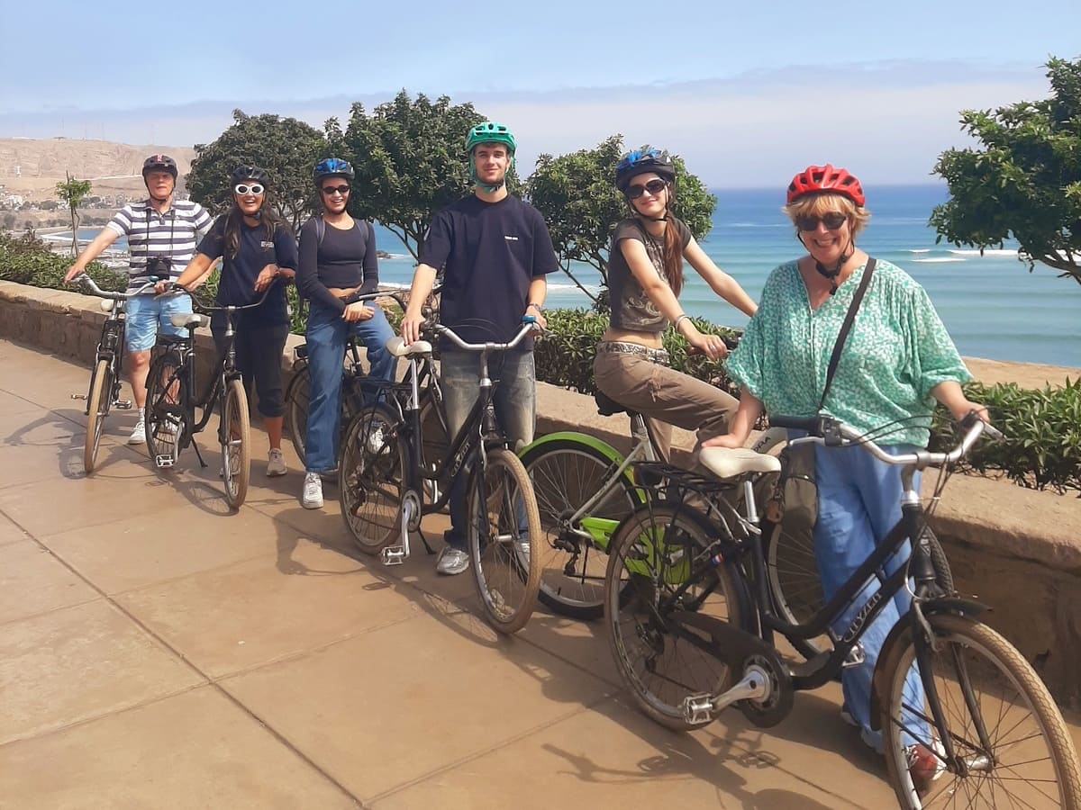Travelers enjoying a Bike Tour in Lima through Miraflores and Barranco